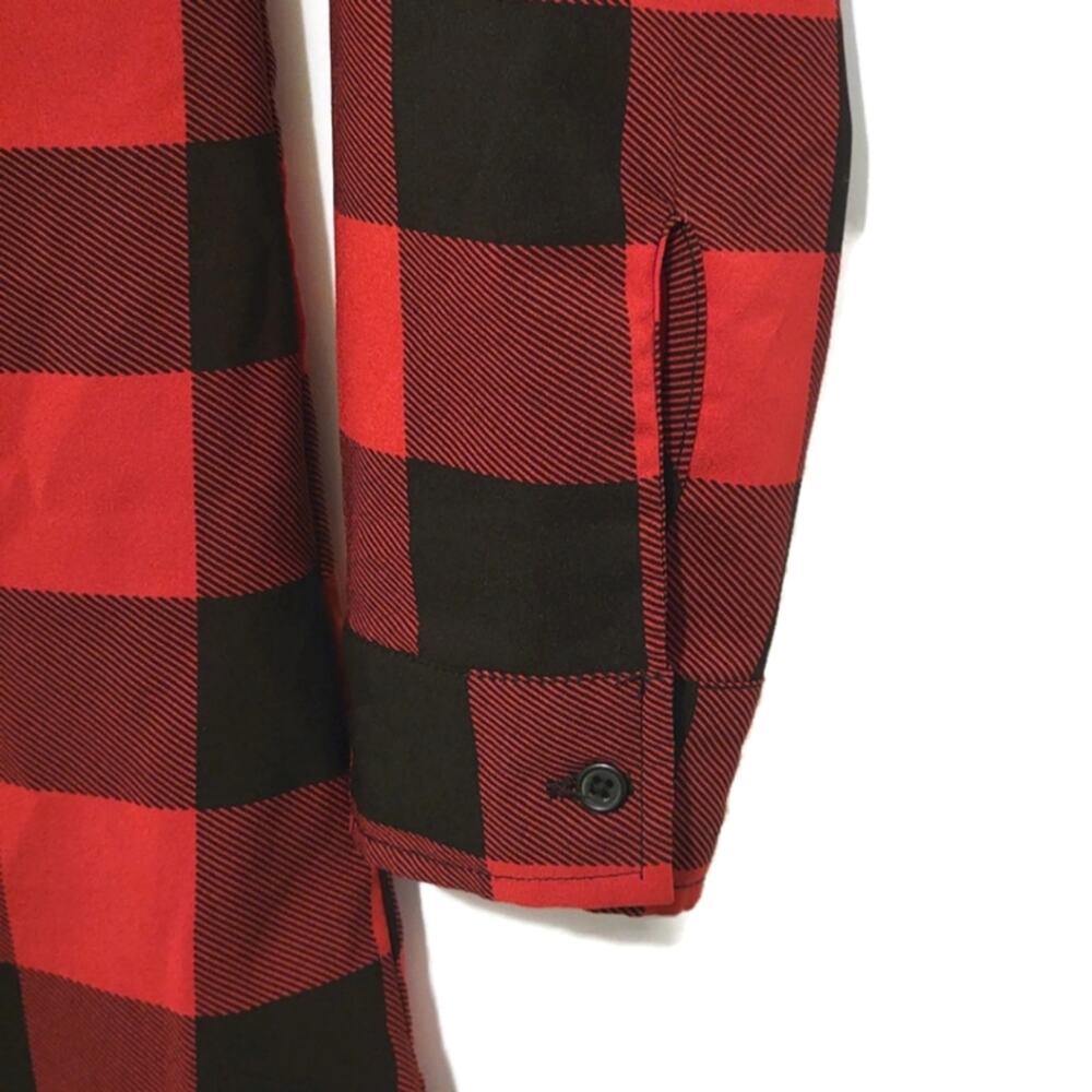 BB Dakota Buffalo Plaid Button Down Tunic Shirt Red Black XS Preppy - Picture 6 of 13